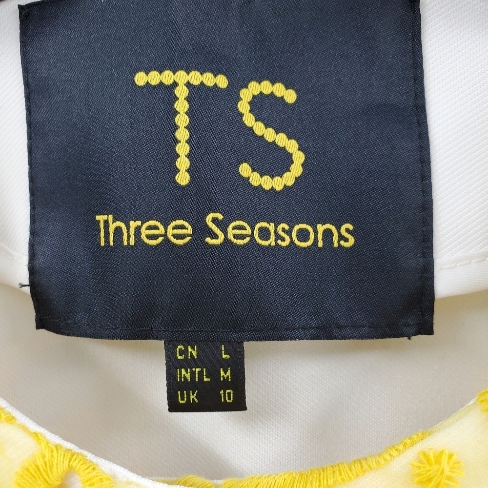 TS white retro jacket yellow crochet overlay 6 - Picture 5 of 15